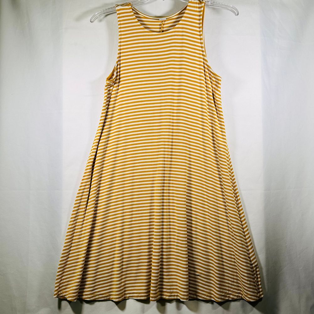Old Navy Sleeveless Striped‎ Swing Dress Mustard Warm Autumn Gold Women's Small